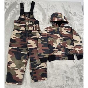 Vintage Walls Blizzard Pruf Camo Jacket Bibs Set Youth Small Hunting Winter Y2K